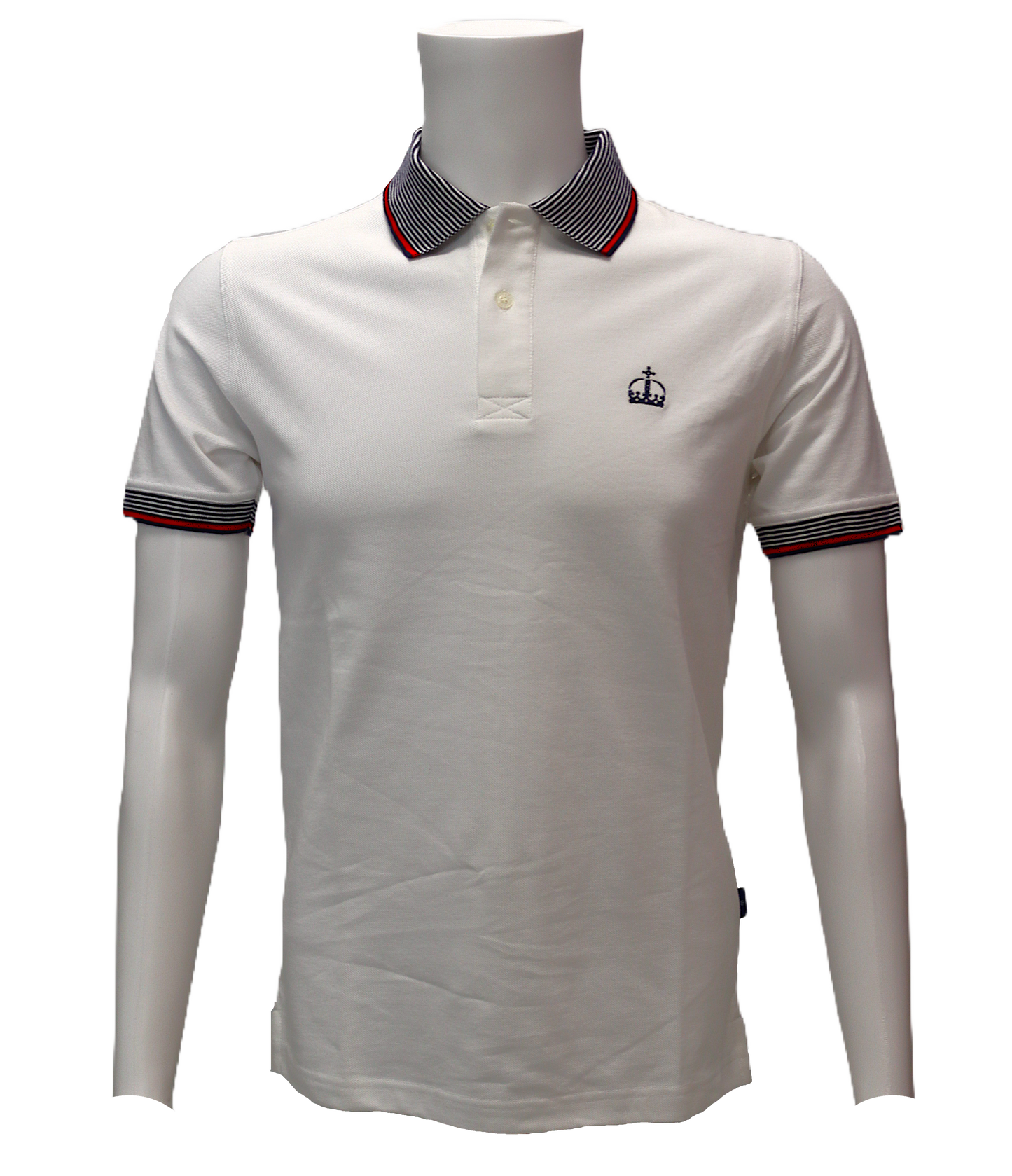 Mens Polo Shirt with Crown Logo - White