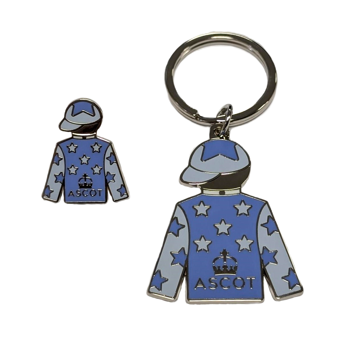 Ascot Star Silks Pin Badge and Keyring Gift Set