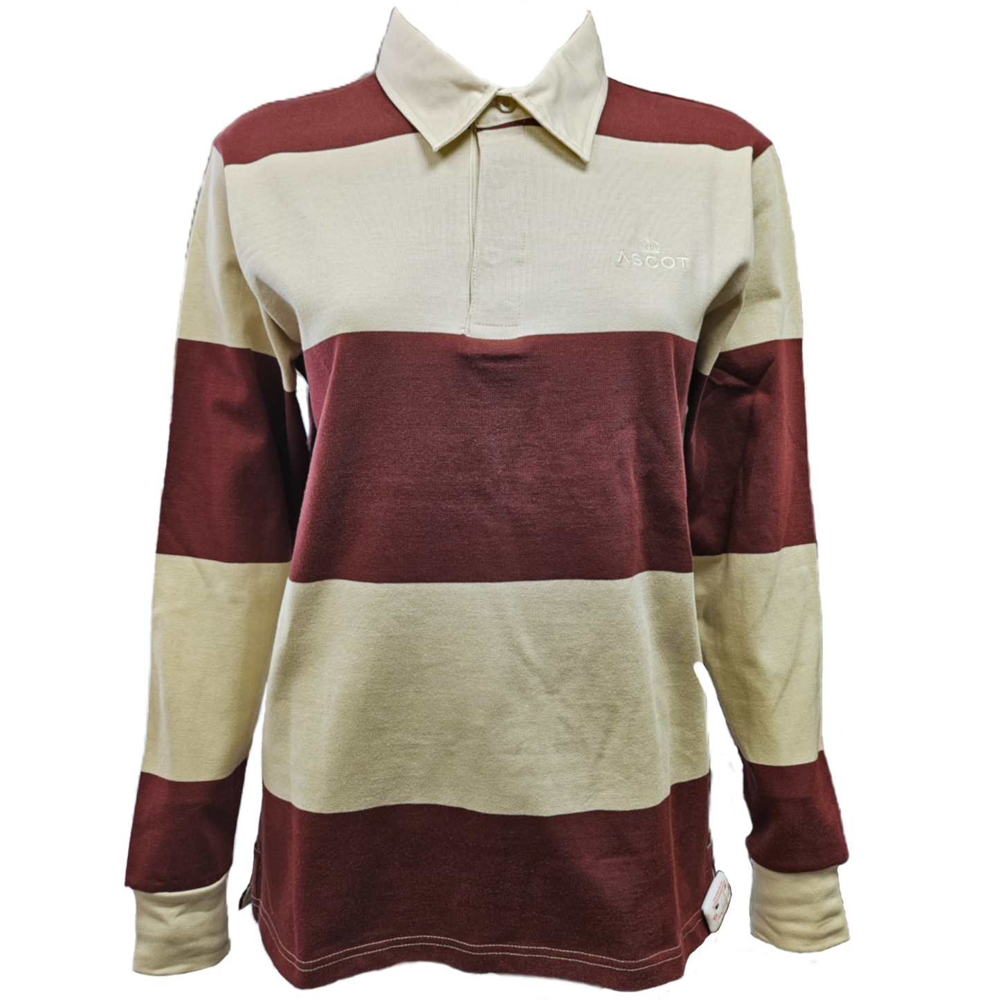 Rugby Style Polo Shirt - Ecru/Burgundy