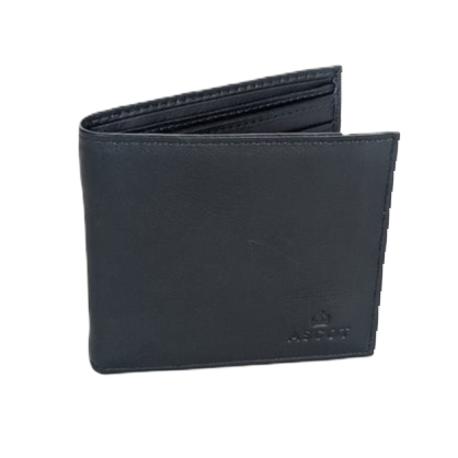 Leather Wallet with Ascot Logo - Navy