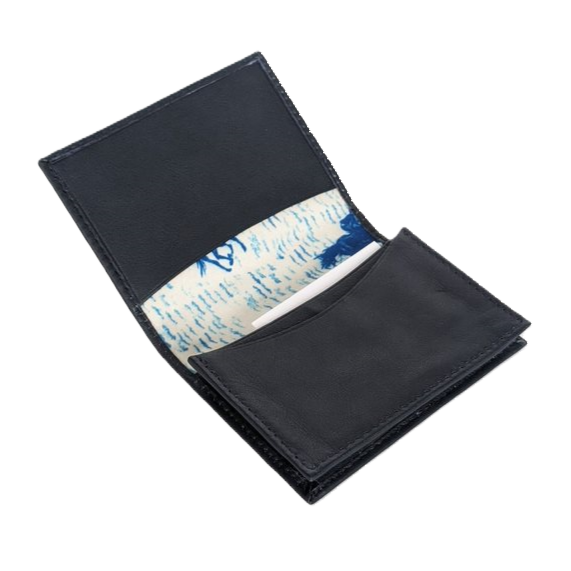 Ascot Leather Card Holder - Navy