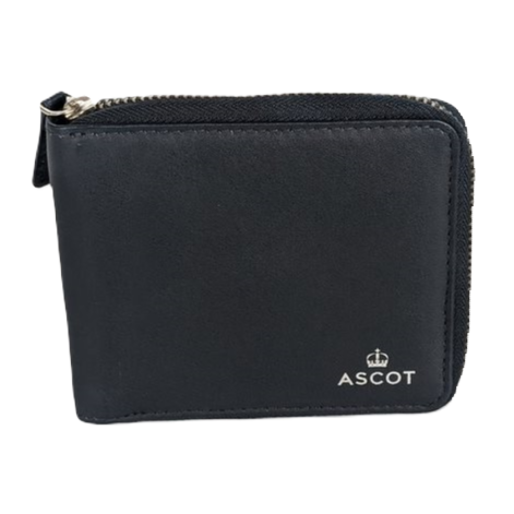 Zippered Purse with Ascot Logo - Navy