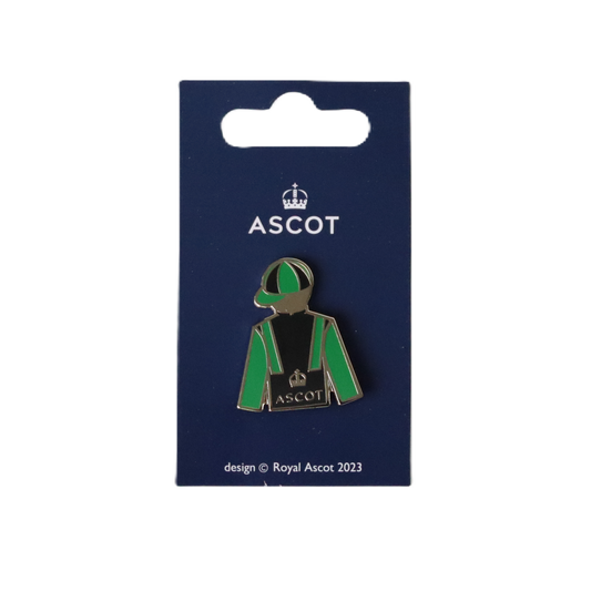 Jockey Silks Pin Badge - Green/Black