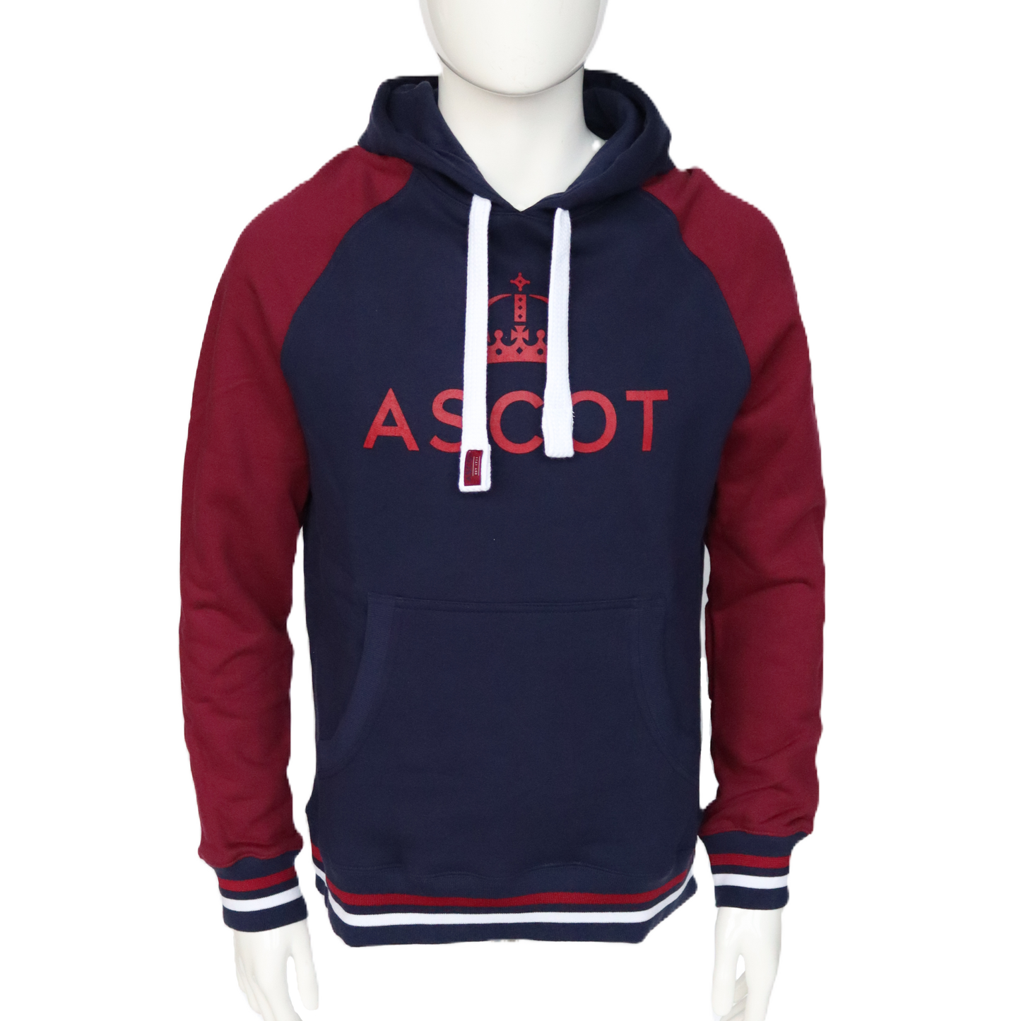 Mens Ascot Logo Hoodie - Navy/Burgundy