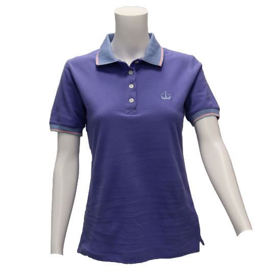 Ladies Polo Shirt with Crown Logo - Blue