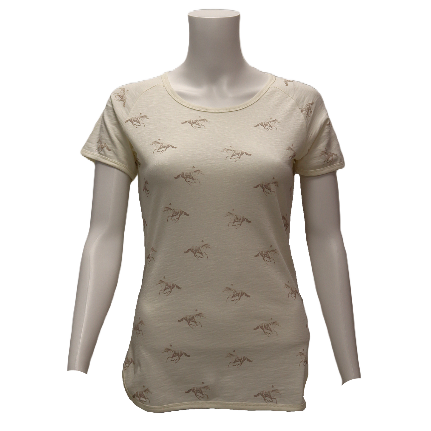 Ladies Horse Print T-Shirt - Ecru