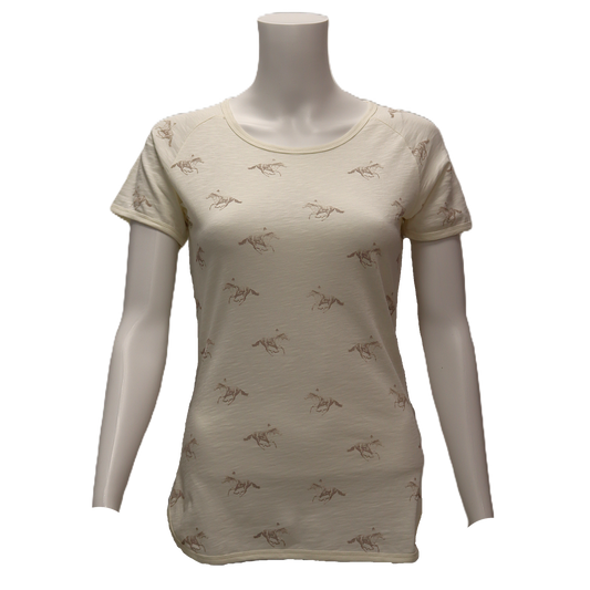 Ladies Horse Print T-Shirt - Ecru