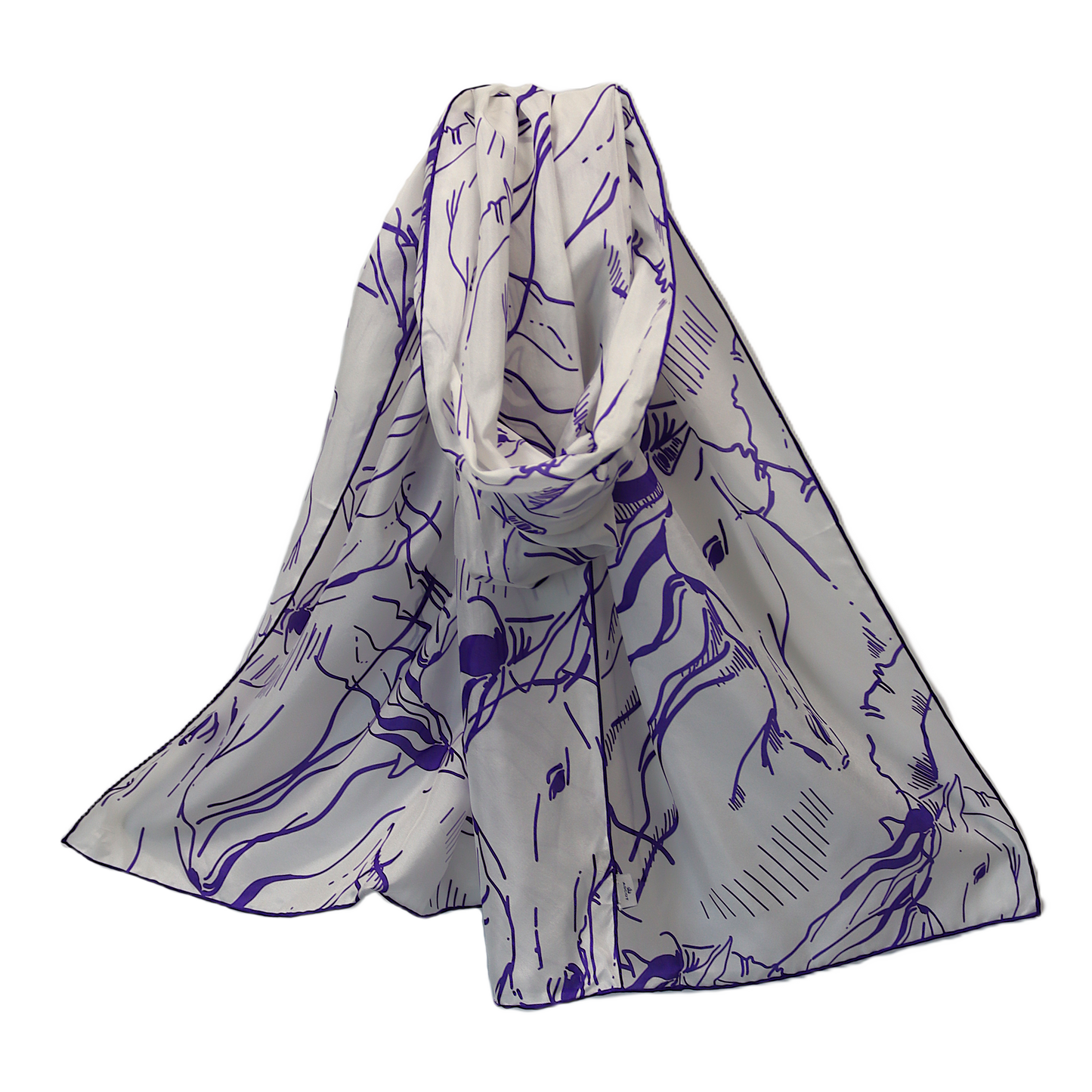 Graphic Horse Scarf - White/Purple