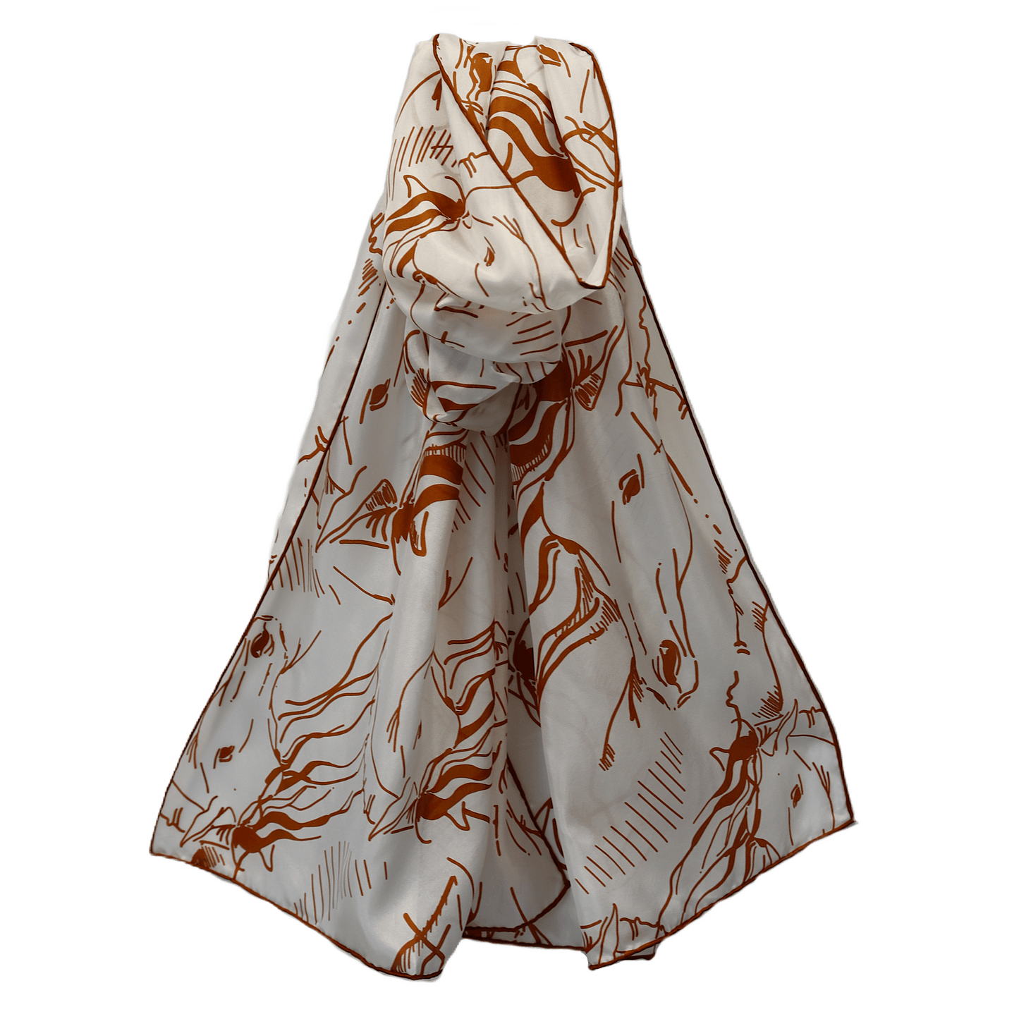 Graphic Horse Scarf - White/Brown