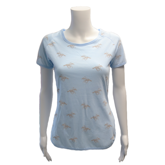 Ladies Horse Print T-Shirt - Blue