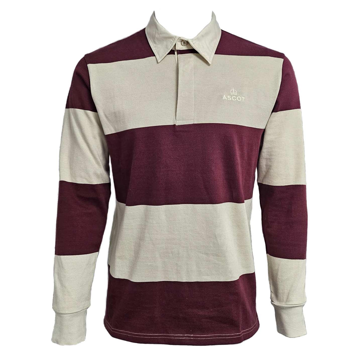 Rugby Style Polo Shirt - Ecru/Burgundy