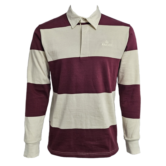 Rugby Style Polo Shirt - Ecru/Burgundy